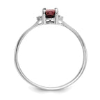 10 Karat White Gold Polished Genuine Diamond & Garnet Birthstone Ring - View 2