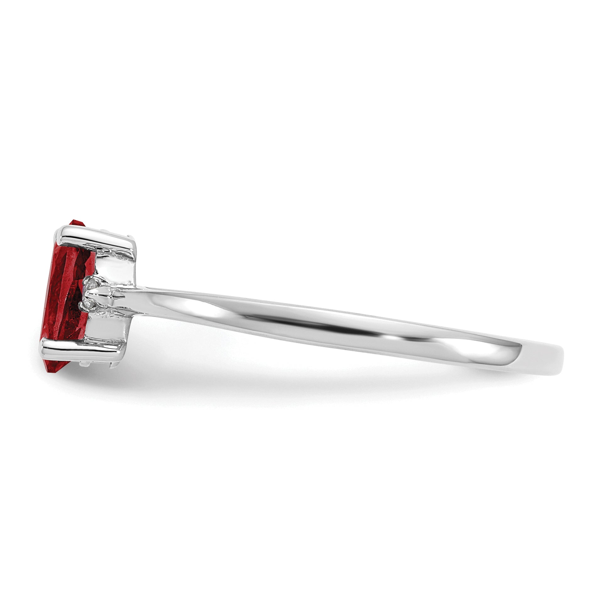10 Karat White Gold Polished Genuine Diamond & Garnet Birthstone Ring - View 3