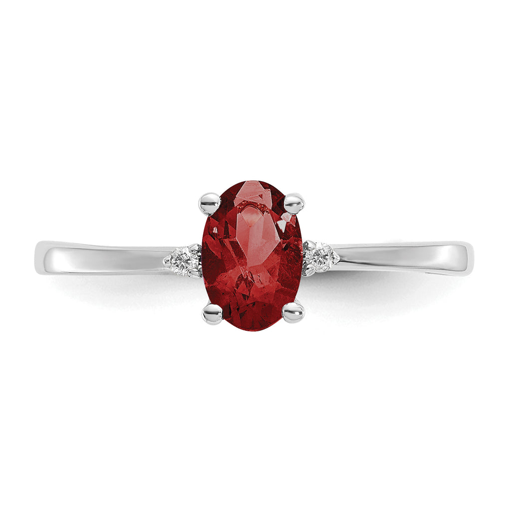 10 Karat White Gold Polished Genuine Diamond & Garnet Birthstone Ring - View 4