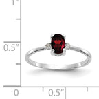 10 Karat White Gold Polished Genuine Diamond & Garnet Birthstone Ring - View 5