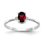 10 Karat White Gold Polished Genuine Diamond & Garnet Birthstone Ring | Sophia Jewelers