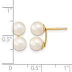 White Freshwater Double Pearl Stud Earrings in 10K Yellow Gold, 6-7mm - Sophia Jewelers