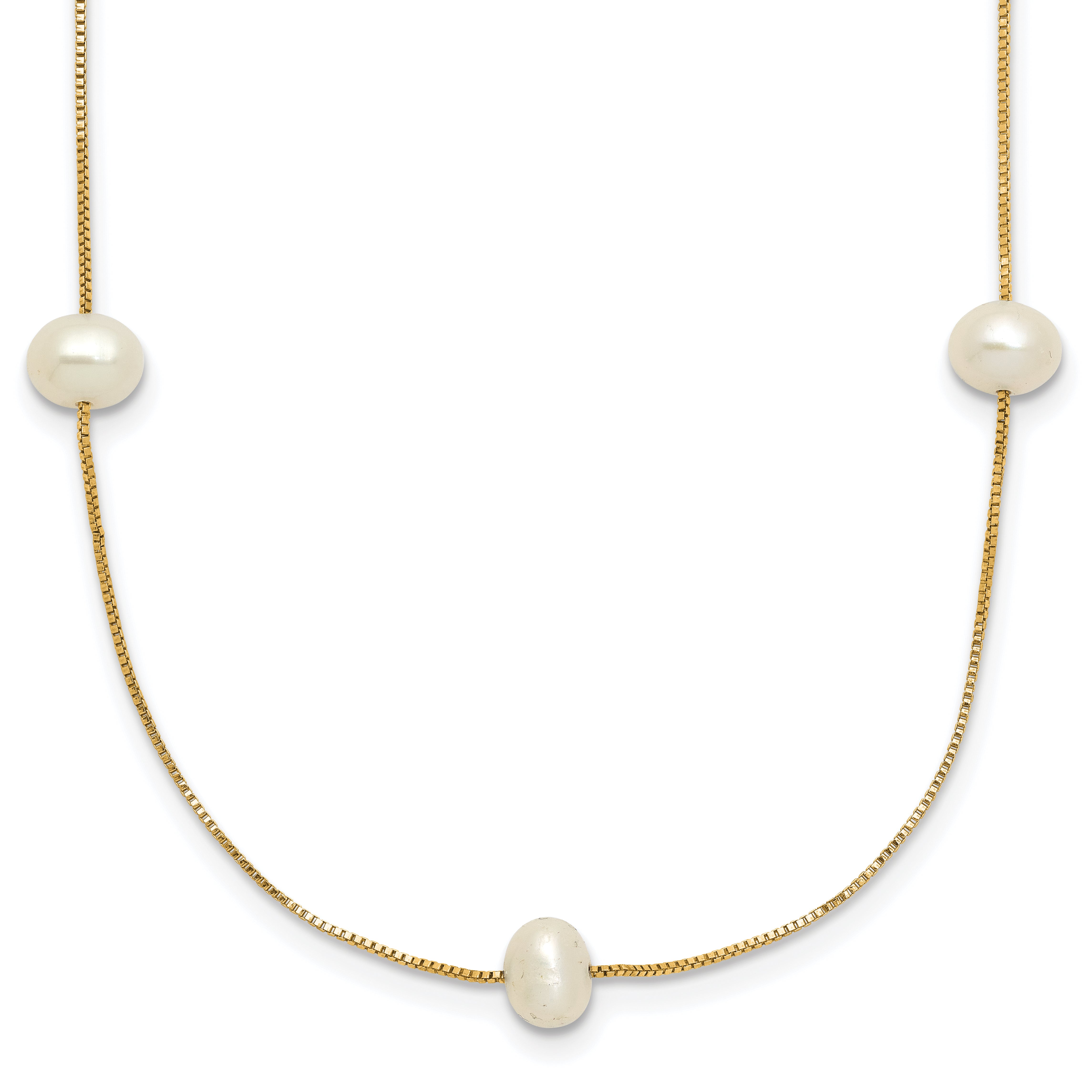 10k 5-6mm White Round Freshwater Cultured Pearl 9-Station 18 inch Necklace Main image