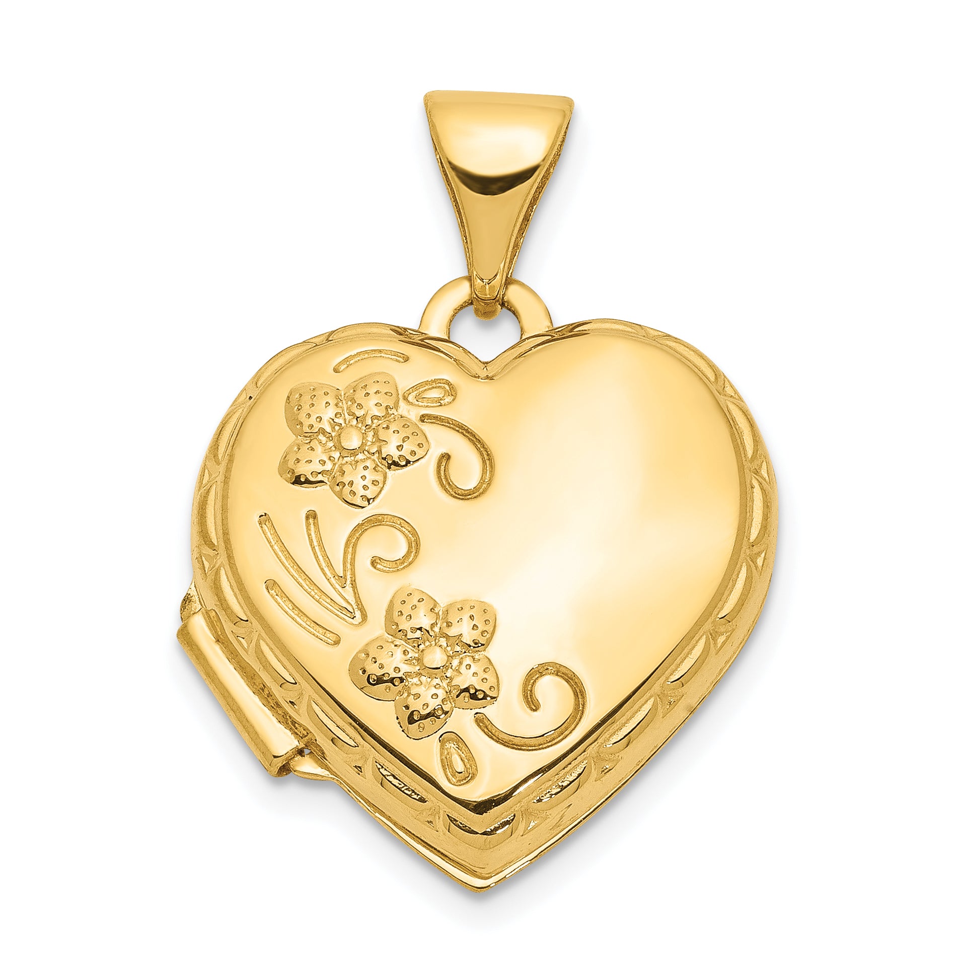 10k Domed Floral Heart Locket Main image