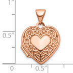 10K Rose Gold Polished 15mm Scroll Heart Locket Pendant