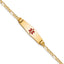 10k Medical Soft Diamond Shape Red Enamel Figaro ID Bracelet