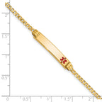 10k Medical Red Enamel Curb Link ID Bracelet