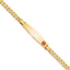 10 Karat Medical Solid Chain/Solid Plate Soft Diamond Shape 36x9mm Off-Center Red Enamel Curb Link 7 inch ID Bracelet | Sophia Jewelers