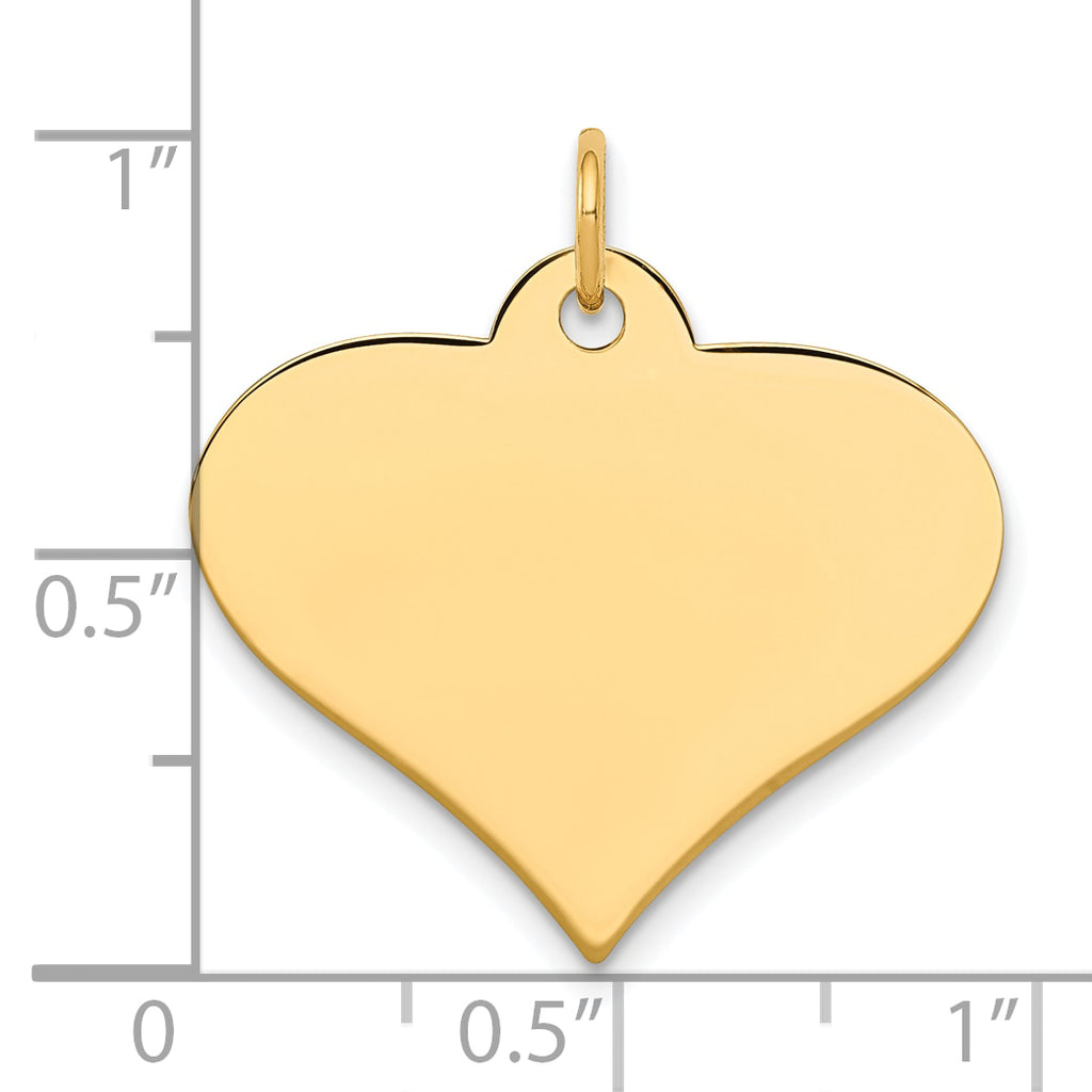 10k Plain .013 Gauge 24.8x19mm Engraveable Heart Disc Charm
