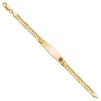 10 Karat Medical Solid Chain/Solid Plate Soft Diamond Shape 38x9mm Off-Center Red Enamel Anchor Link 8 inch ID Bracelet - View 2