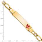 10k Semi-Solid Medical Polished Red Enamel Figaro ID Bracelet