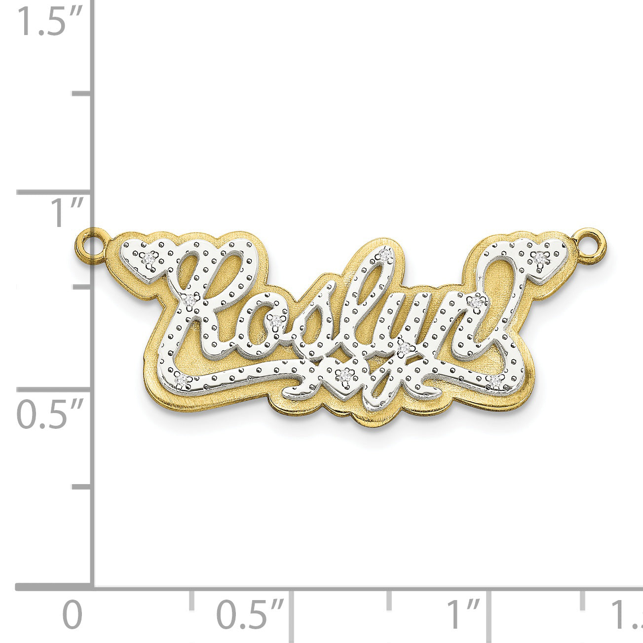 10k Yellow and Rhodium 3D Diamond Name Plate Secondary image