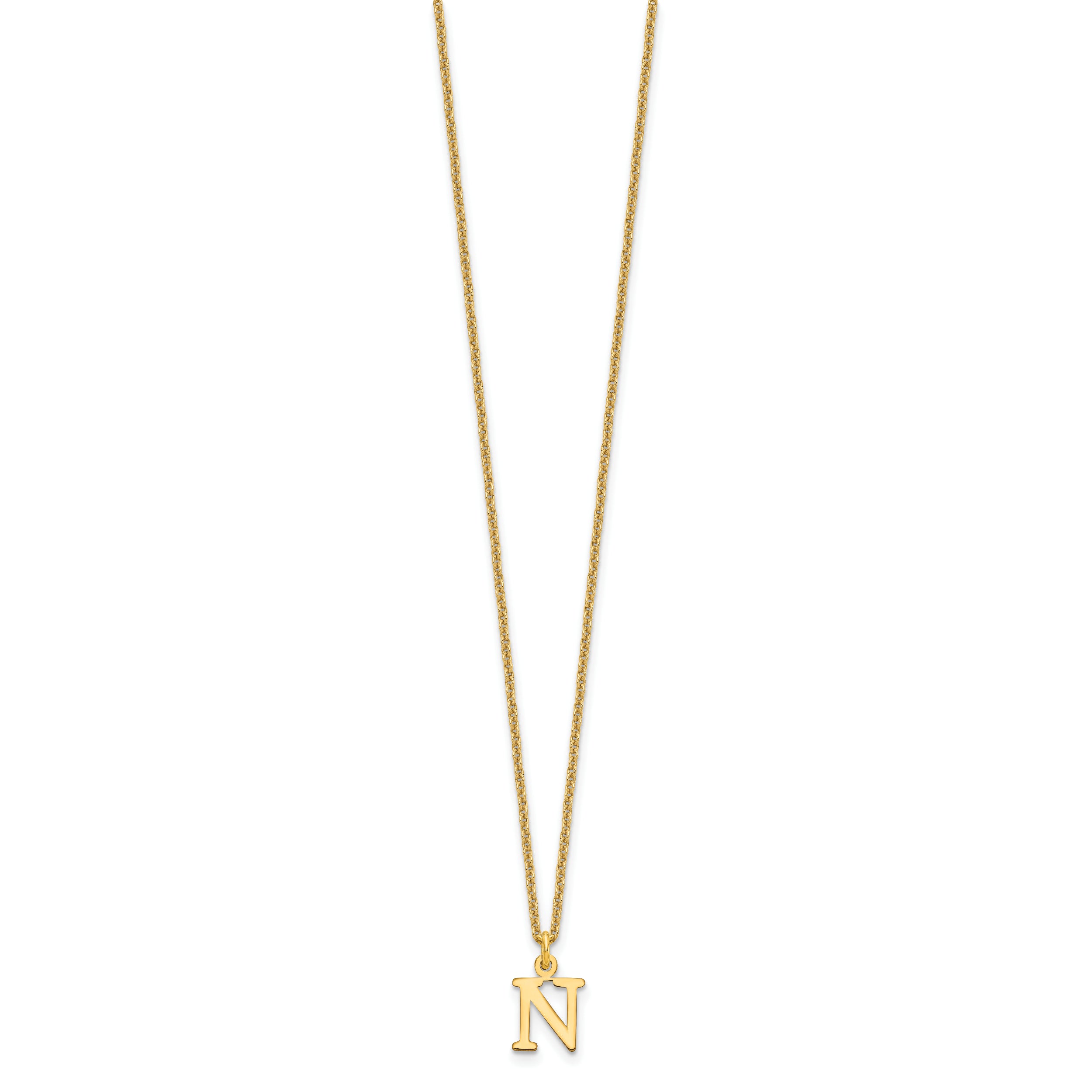 10KY Cutout Letter N Initial Necklace