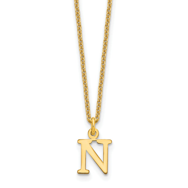 10K Yellow Gold Cutout Initial Letter Necklace