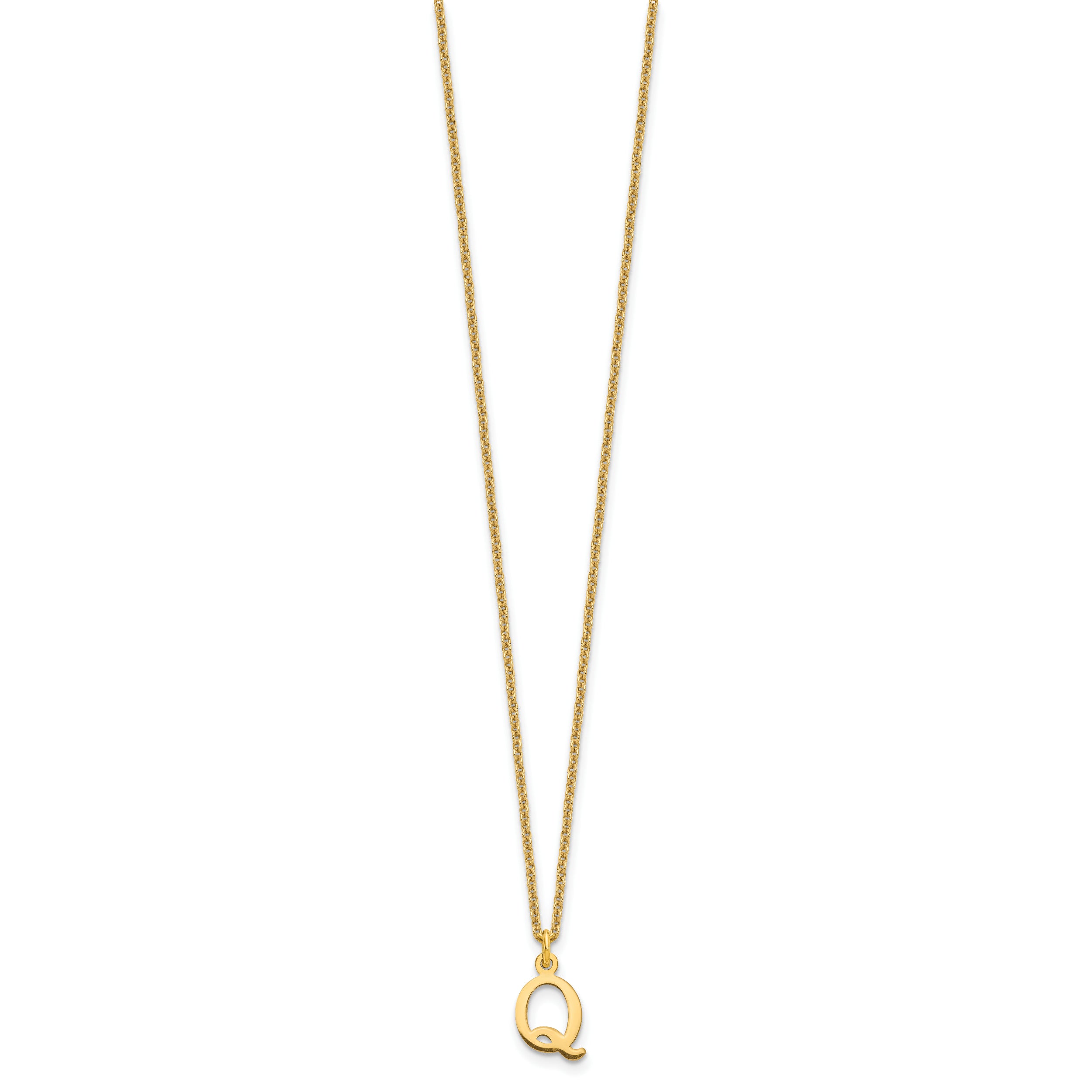 10KY Cutout Letter Q Initial Necklace