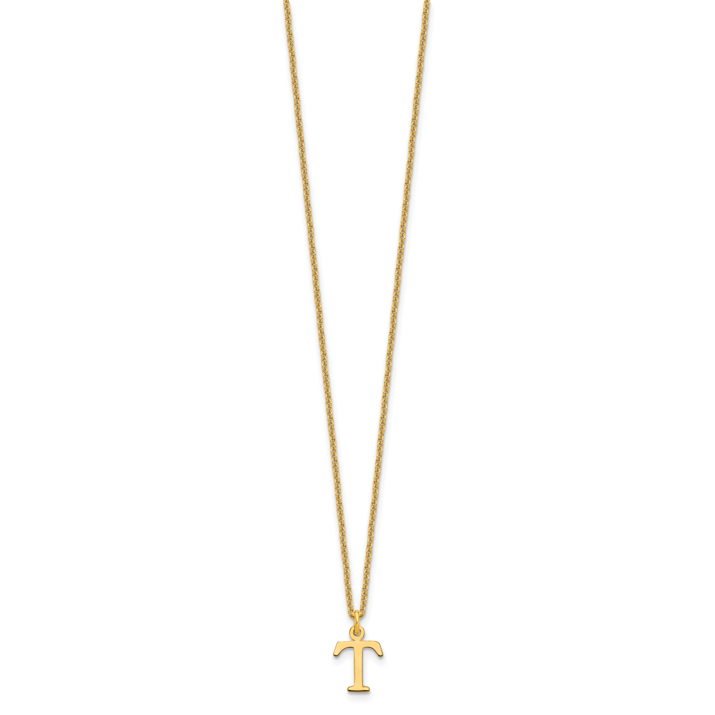 10KY Cutout Letter T Initial Necklace