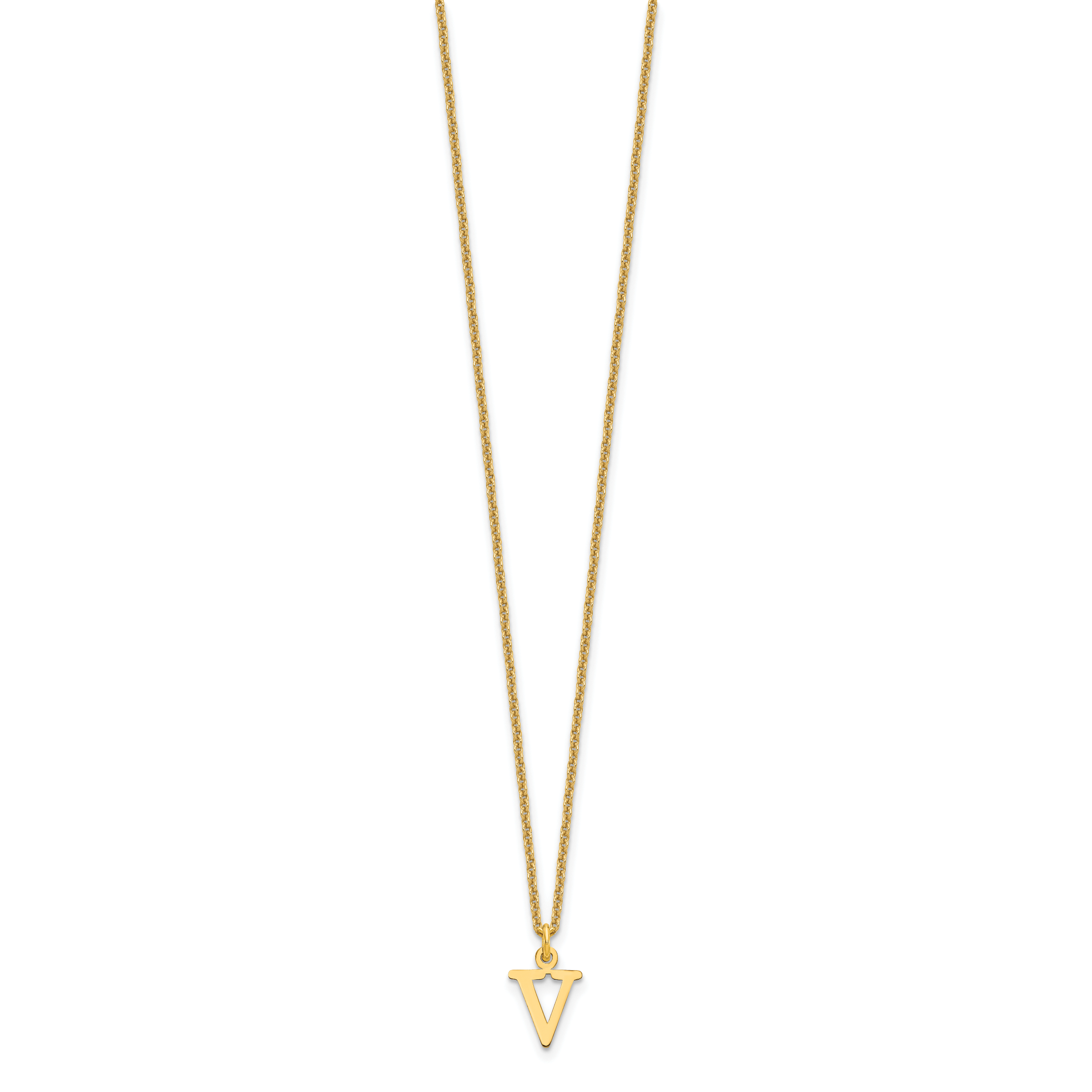 10KY Cutout Letter V Initial Necklace Secondary image