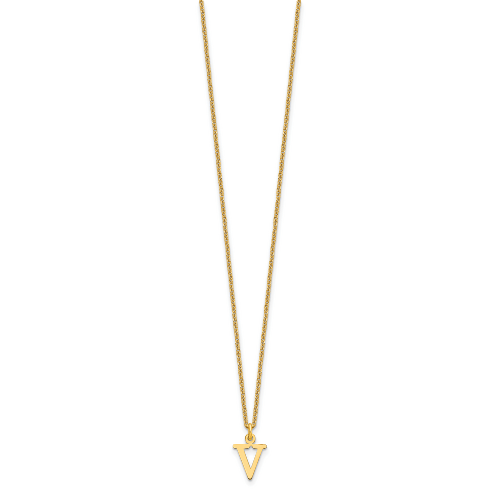 10KY Cutout Letter V Initial Necklace