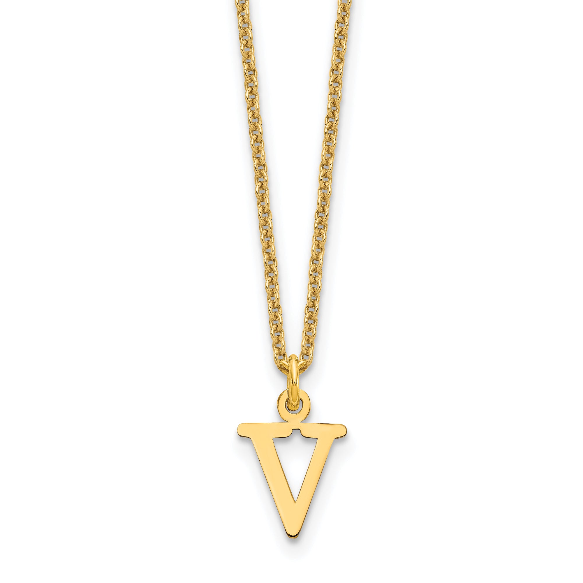 10KY Cutout Letter V Initial Necklace Main image