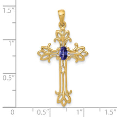 10K 5x3mm Oval Tanzanite cross pendant