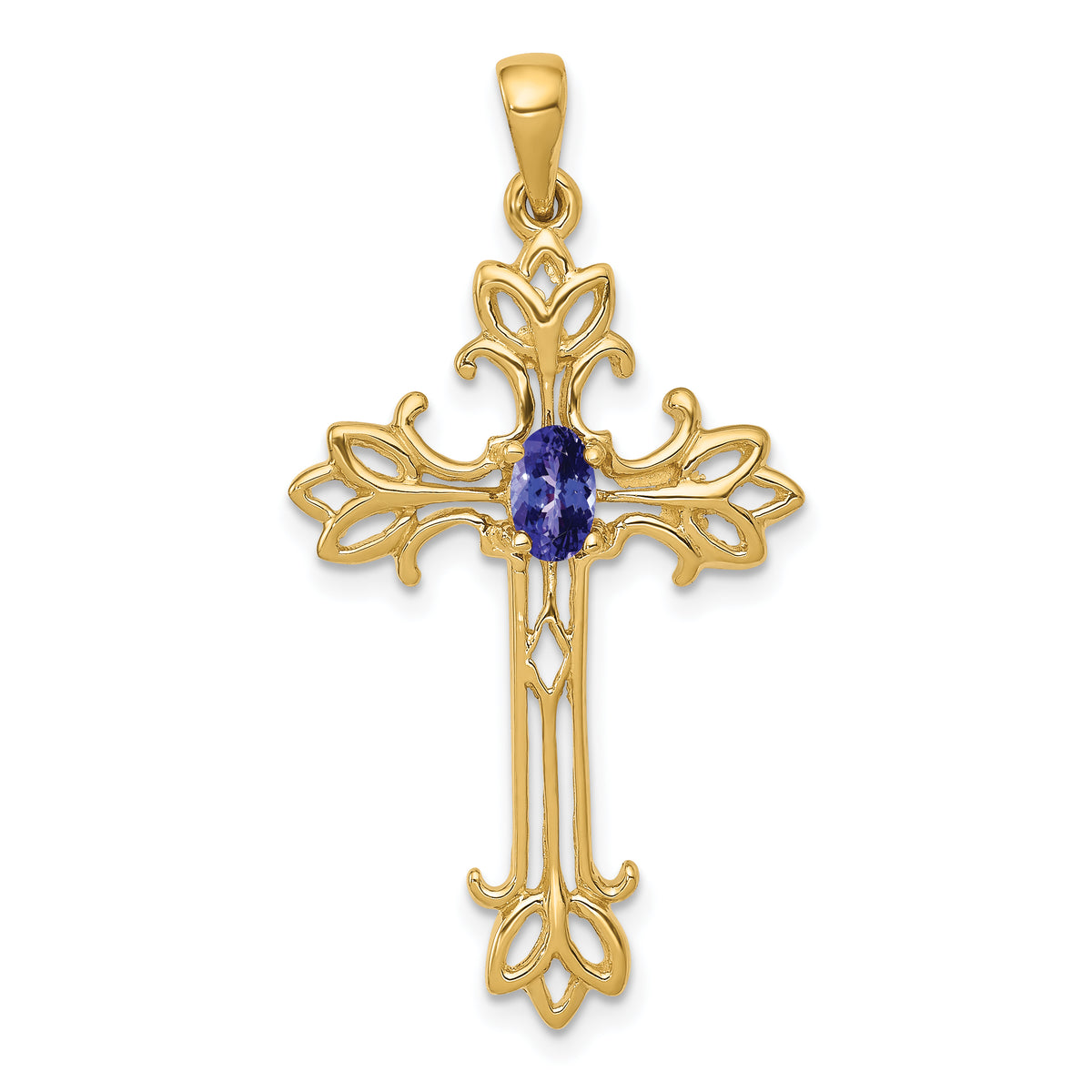 10K 5x3mm Oval Tanzanite cross pendant