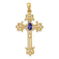10K 5x3mm Oval Tanzanite cross pendant