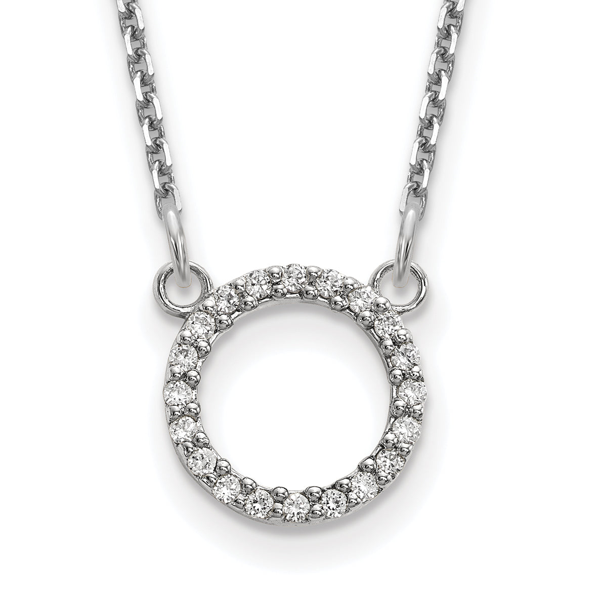 10k White Gold Diamond Open Circle Necklace Main image