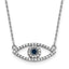 10k White Gold Small Necklace Diamond and Sapphire Evil Eye
