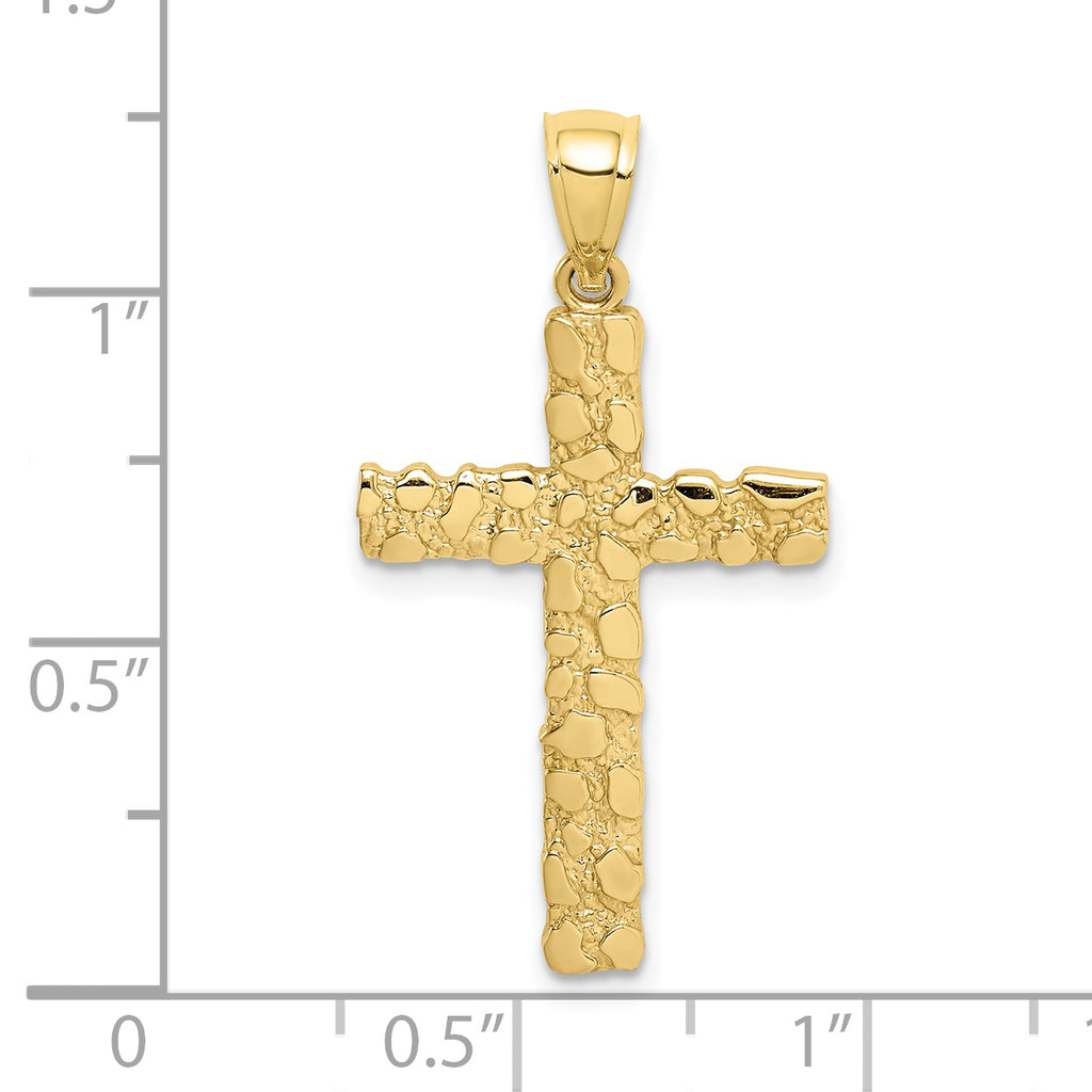 10K Nugget Cross Pendant