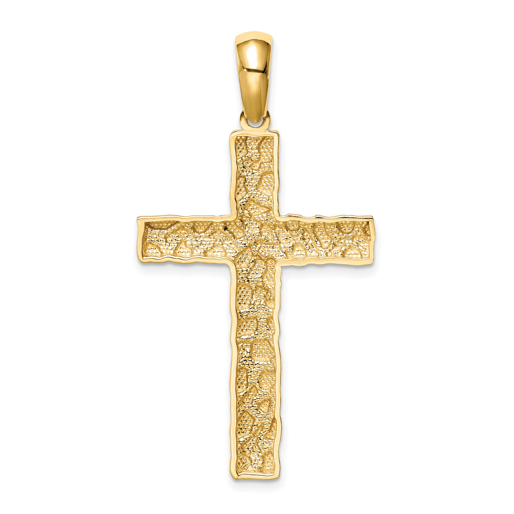 10K Nugget Cross Pendant