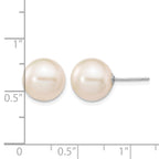 White Freshwater Pearl Stud Earrings in 10K White Gold, 10-11mm - Sophia Jewelers