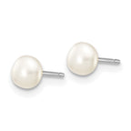 10k White Gold 4-5mm White Button Freshwater Cultured Pearl Stud Post Earrings