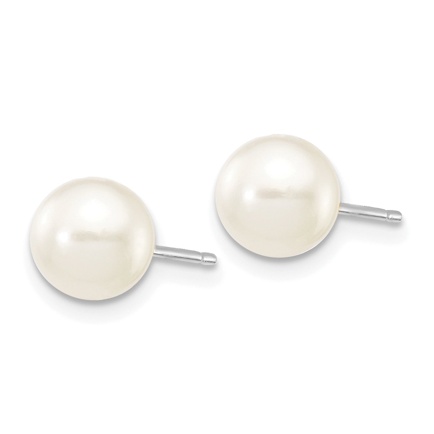 10k White Gold 6-7mm White Round Freshwater Cultured Pearl Stud Post Earrings Secondary image