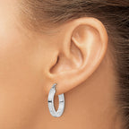 10k White Gold 3mm Polished Square Tube Hoop Earrings