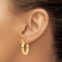 10k 3mm Polished Square Hoop Earrings