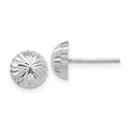 10k White Gold Polished & Diamond-Cut Half Ball Post Earrings