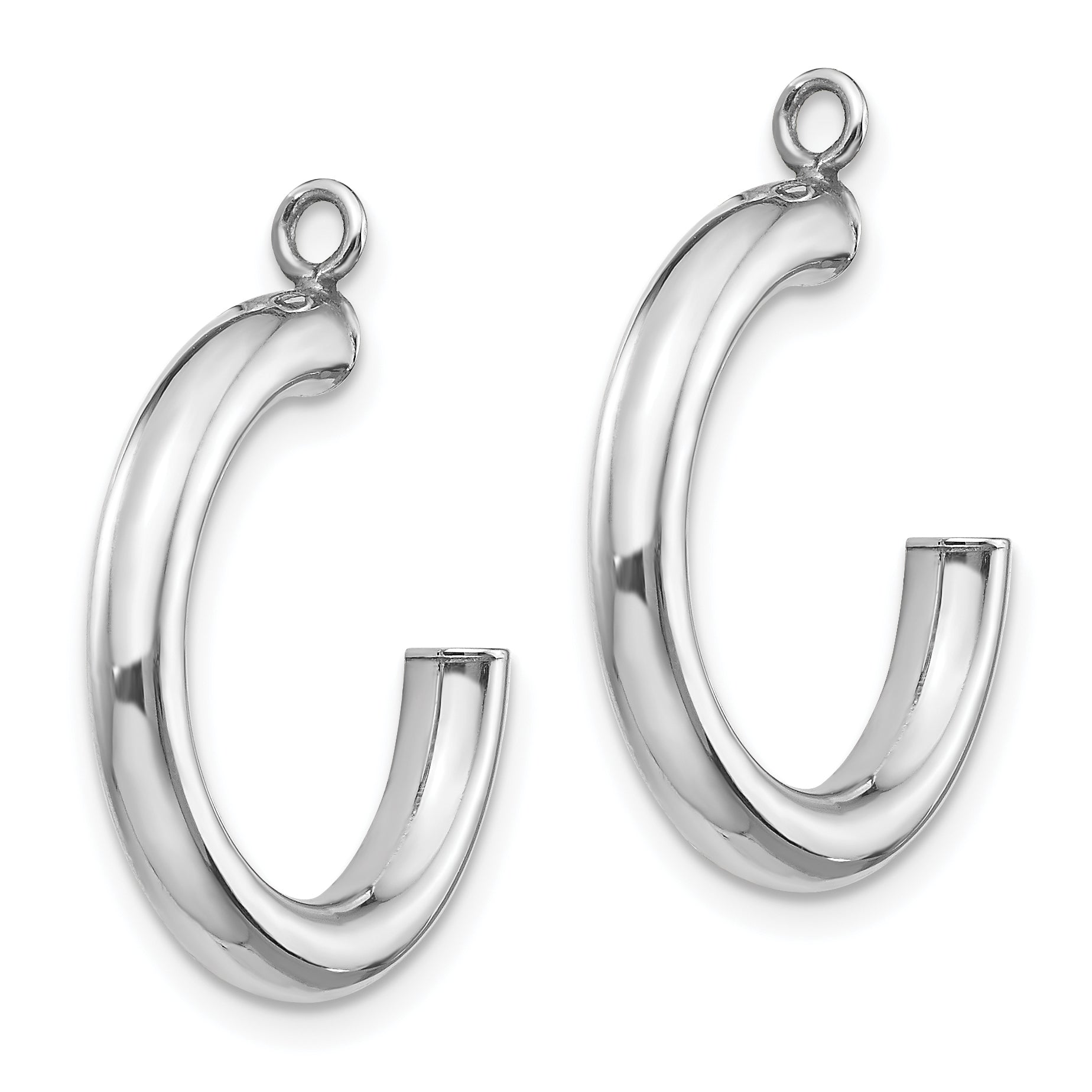 10k White Gold Polished Tube Hoop Earring Jackets Secondary image
