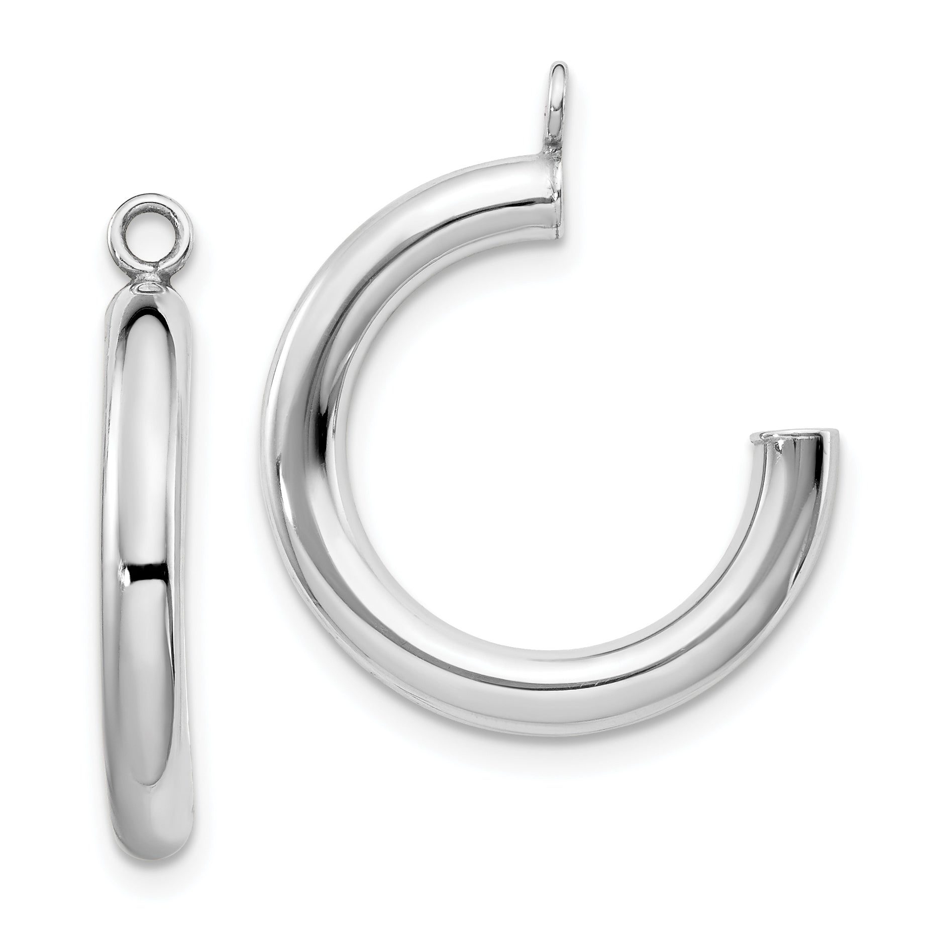 10k White Gold Polished Tube Hoop Earring Jackets Main image