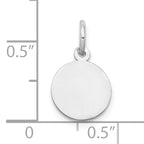 10K White Gold Plain .013 Gauge Circular Engravable Disc Charm