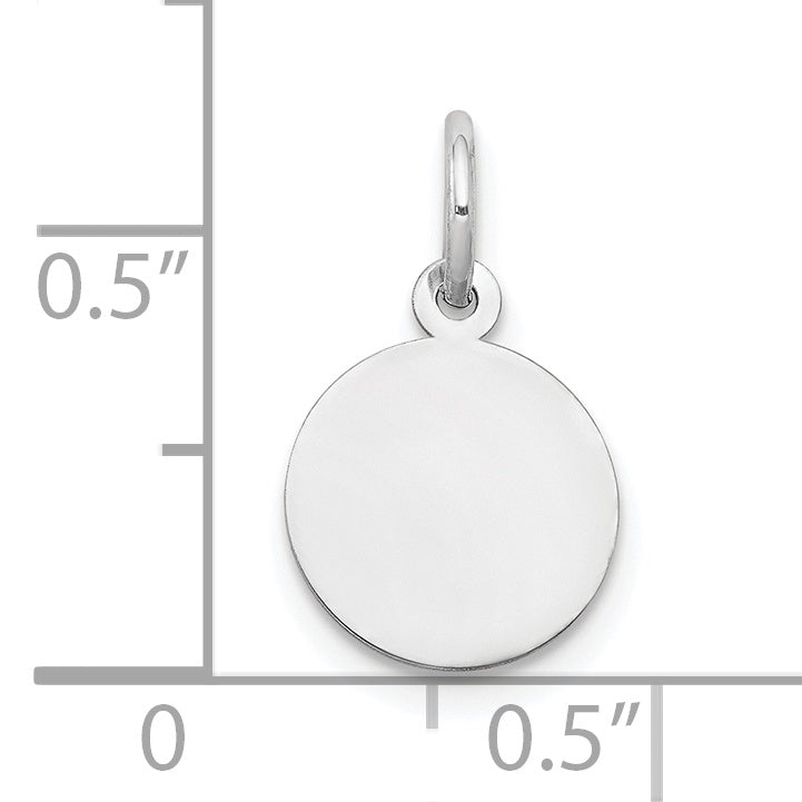 10K White Gold Plain .018 Gauge Circular Engravable Disc Charm