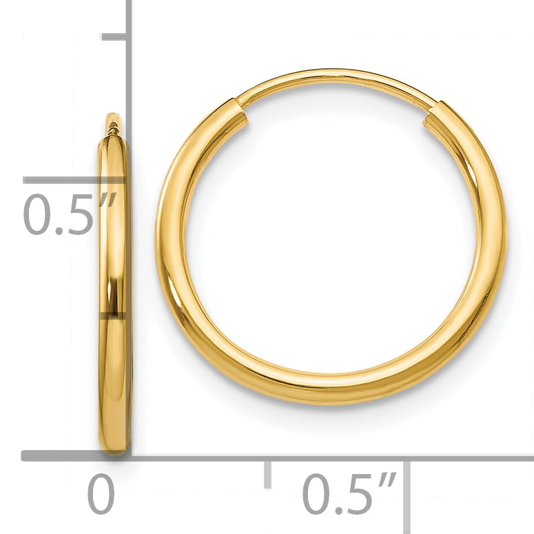 10k 1.5mm Polished Round Endless Hoop Earrings
