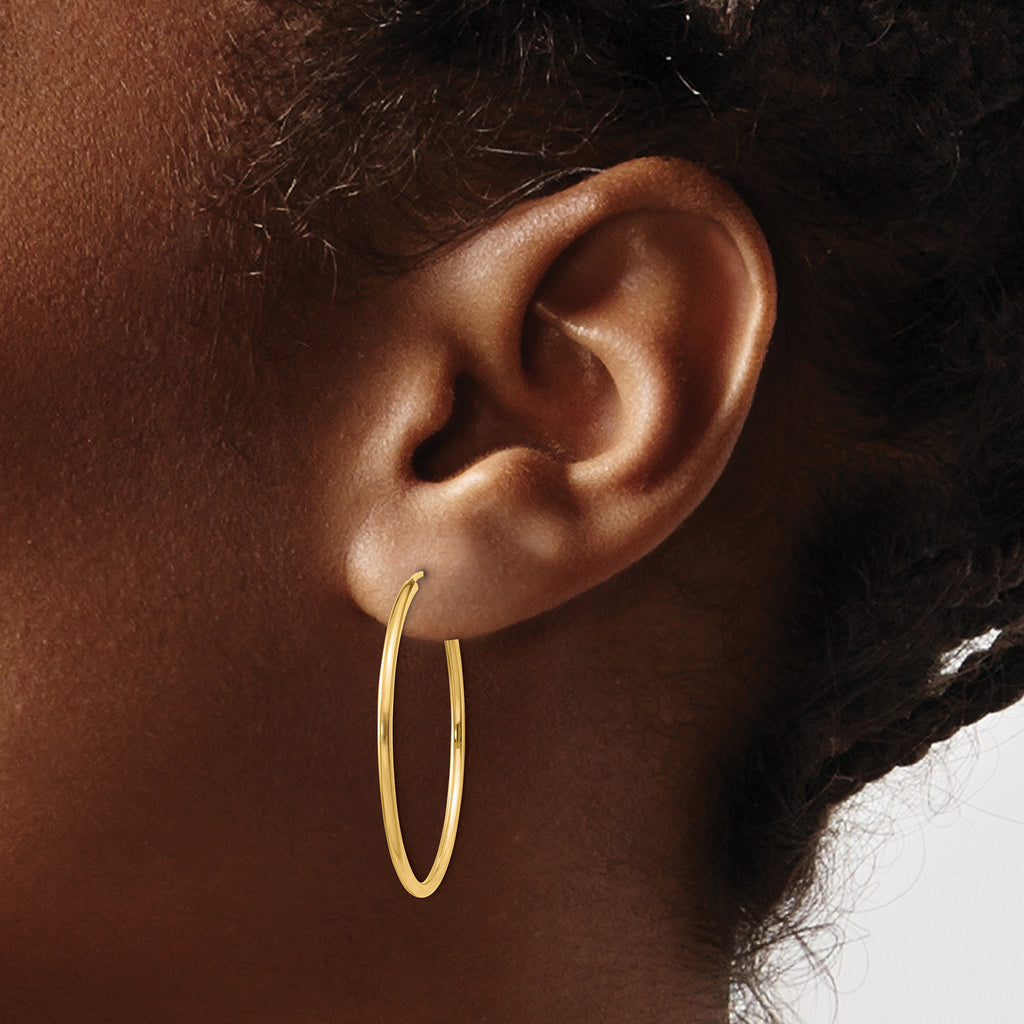 10k 1.5mm Polished Round Endless Hoop Earrings