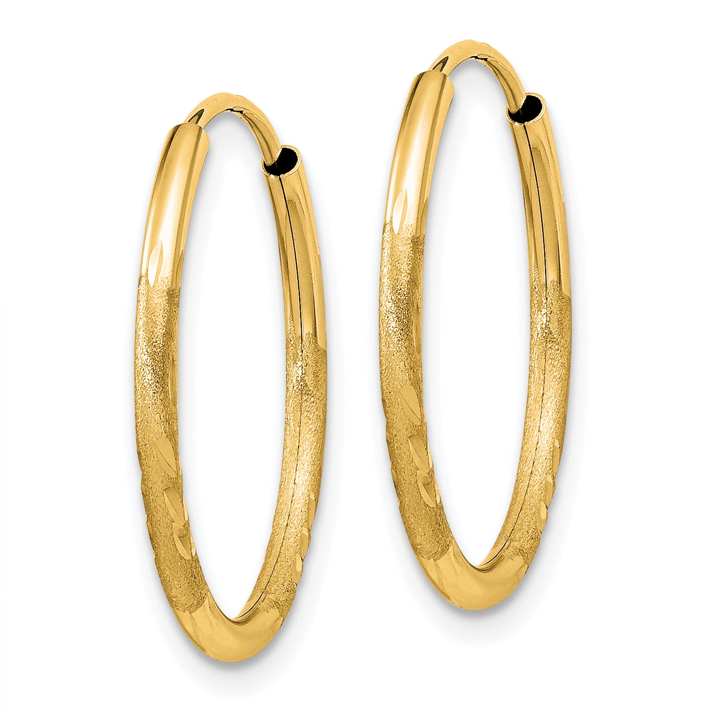 10k 1.5mm Satin Diamond-cut Endless Hoop Earrings Secondary image