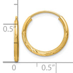 10k 1.5mm Satin Diamond-cut Endless Hoop Earrings