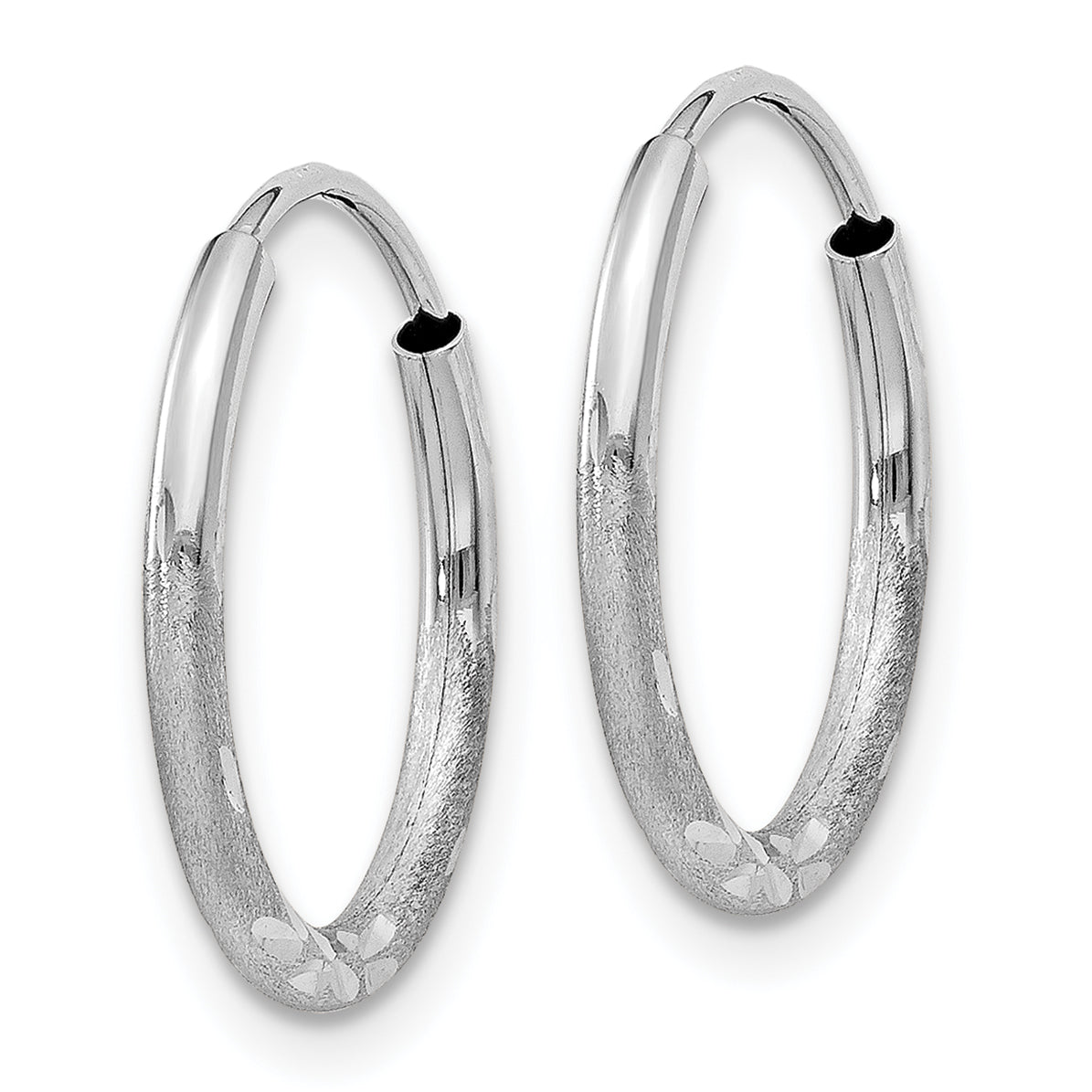 10k White Gold 1.5mm Diamond-cut Endless Hoop Earrings Secondary image
