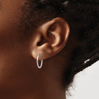 10k White Gold 1.5mm Diamond-cut Endless Hoop Earrings