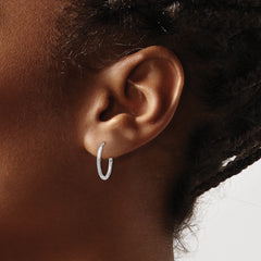 10k White Gold 1.5mm Diamond-cut Endless Hoop Earrings