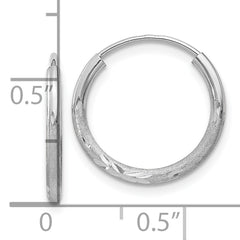 10k White Gold 1.5mm Diamond-cut Endless Hoop Earrings
