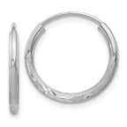 10k White Gold 1.5mm Diamond-cut Endless Hoop Earrings