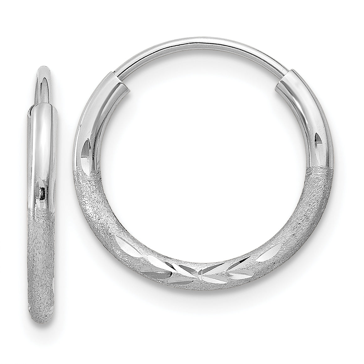 10k White Gold 1.5mm Diamond-cut Endless Hoop Earrings Main image
